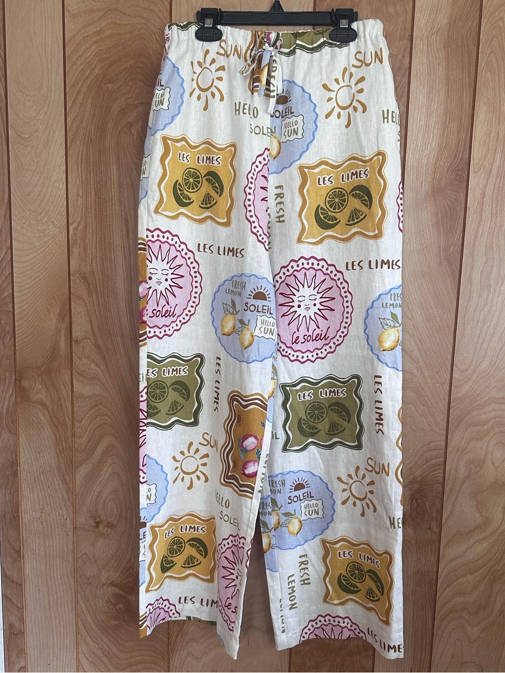 Joie Linen-Blend Wide-Leg Tropical Fruit Pants Size 4 📦